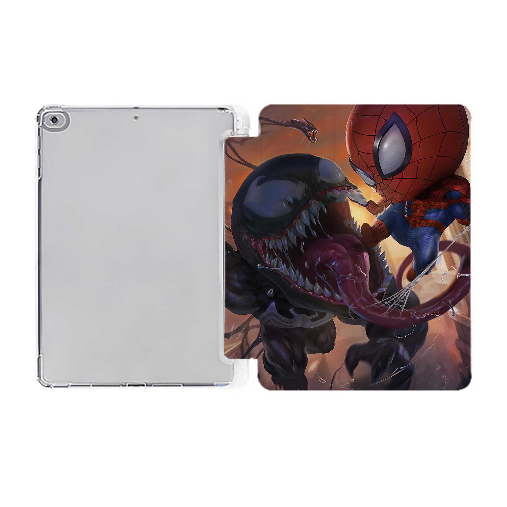 （画像用） Spider Man スパイダーマン IPad ケース ペン収納付き 三つ折りスタンド PUレザー×シリコン 対応機種9.5/10.5/10.9インチ